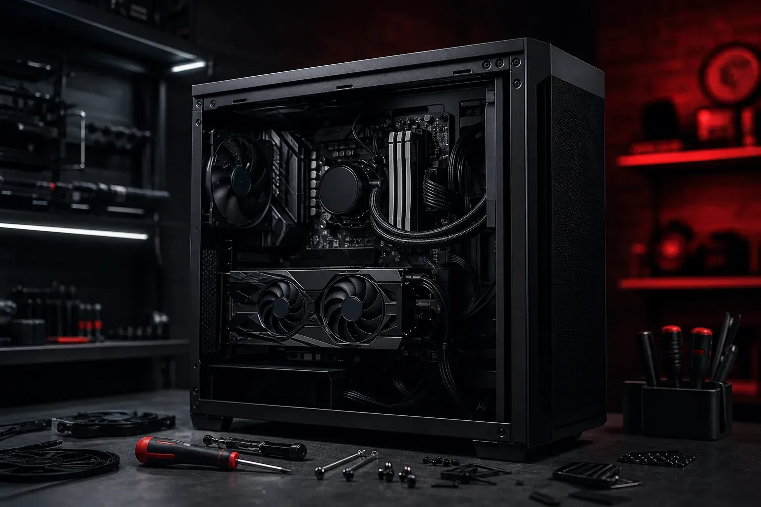 Técnico realizando manutenção em computador